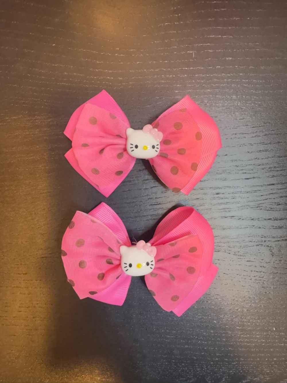 Hello Kitty Inspired Pink Polka Dot Hair Bows for Kids set of 2
